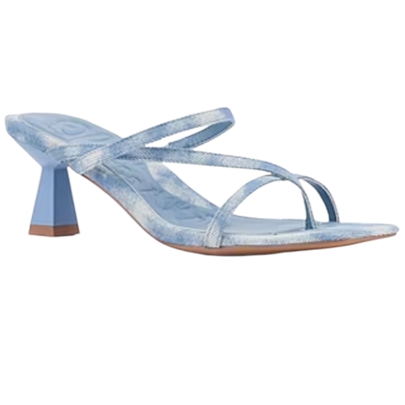 Olivia Miller Baby Blue Toe Ring Strappy Slip On Square Kitten Heels SZ 10 - Picture 1 of 6